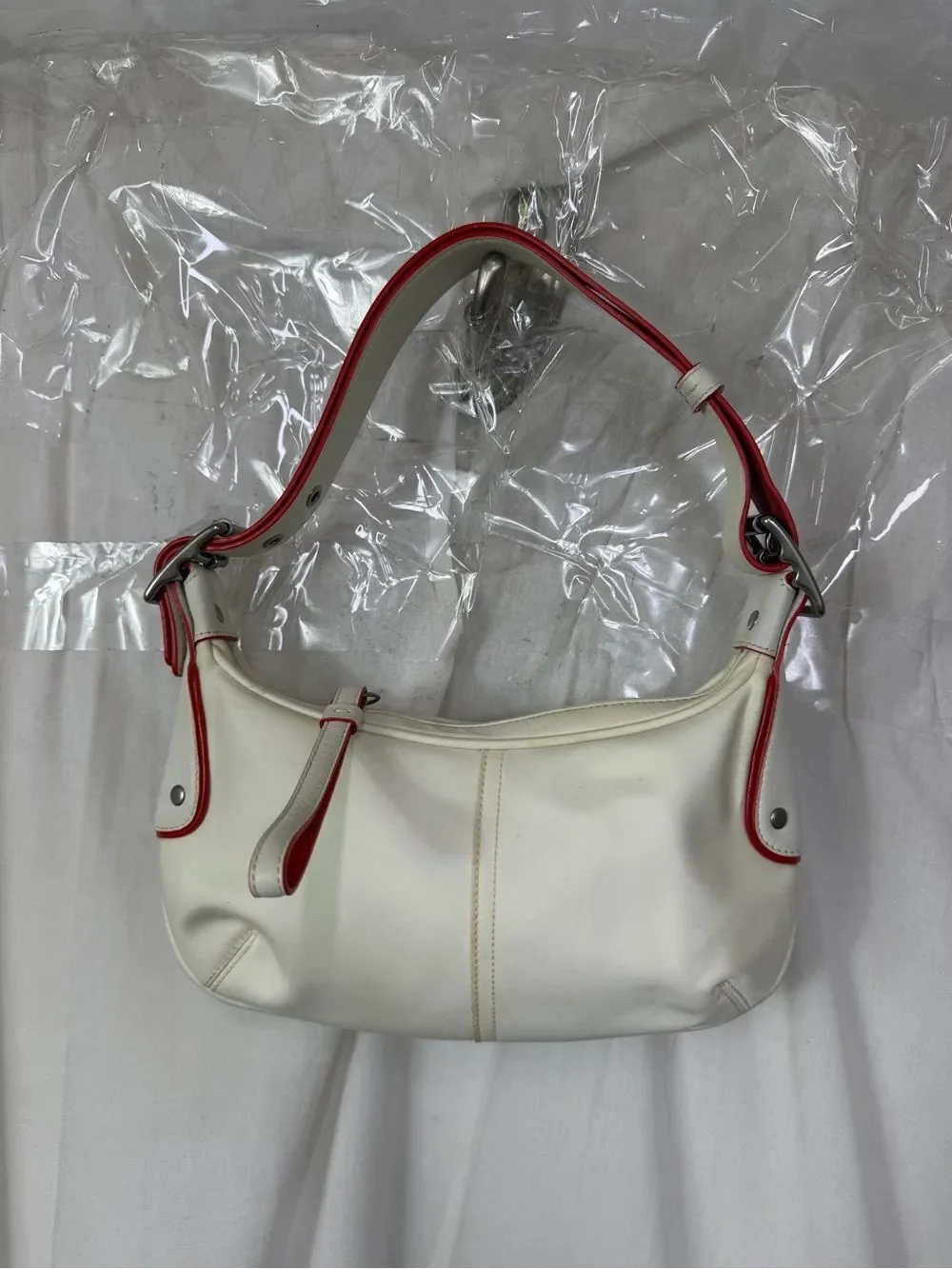 COACH Y2K Bicolor White Nylon Leather J3K-6671 Hobo Shoulder Pochette Bag